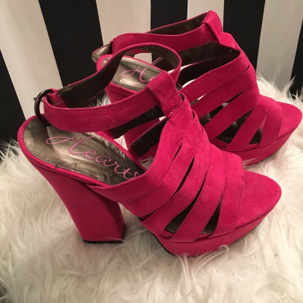 Hot pink 7.5 suede open toe high heel